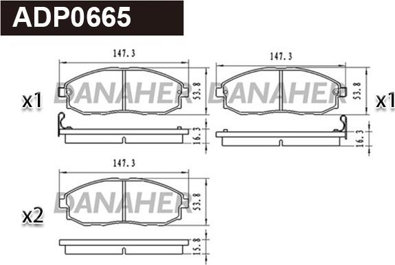 Danaher ADP0665 - Kit pastiglie freno, Freno a disco autozon.pro