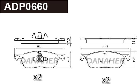 Danaher ADP0660 - Kit pastiglie freno, Freno a disco autozon.pro