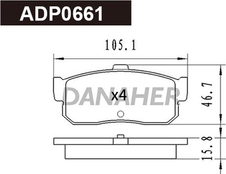 Danaher ADP0661 - Kit pastiglie freno, Freno a disco autozon.pro