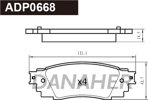 Danaher ADP0668 - Kit pastiglie freno, Freno a disco autozon.pro