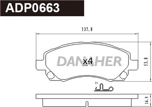 Danaher ADP0663 - Kit pastiglie freno, Freno a disco autozon.pro