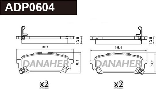 Danaher ADP0604 - Kit pastiglie freno, Freno a disco autozon.pro