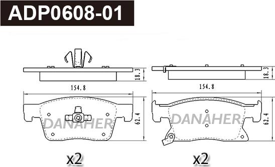 Danaher ADP0608-01 - Kit pastiglie freno, Freno a disco autozon.pro