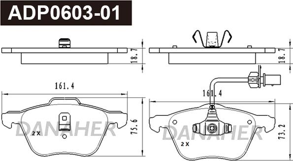 Danaher ADP0603-01 - Kit pastiglie freno, Freno a disco autozon.pro