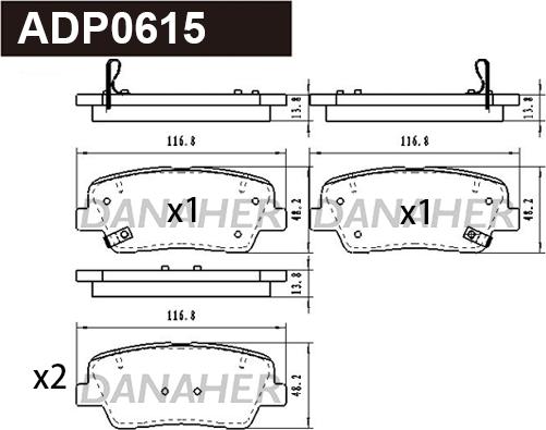 Danaher ADP0615 - Kit pastiglie freno, Freno a disco autozon.pro