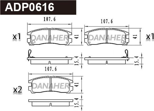 Danaher ADP0616 - Kit pastiglie freno, Freno a disco autozon.pro