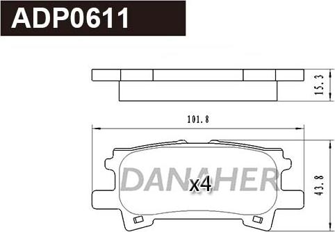 Danaher ADP0611 - Kit pastiglie freno, Freno a disco autozon.pro