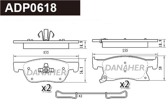 Danaher ADP0618 - Kit pastiglie freno, Freno a disco autozon.pro