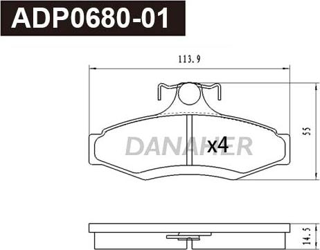 Danaher ADP0680-01 - Kit pastiglie freno, Freno a disco autozon.pro