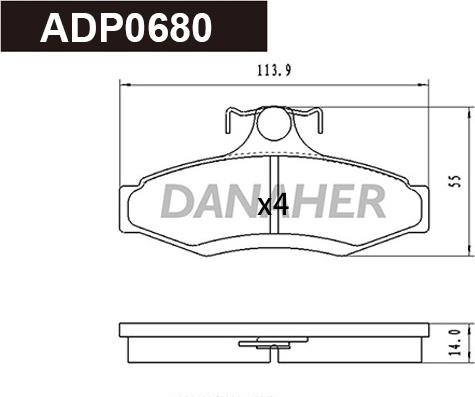 Danaher ADP0680 - Kit pastiglie freno, Freno a disco autozon.pro