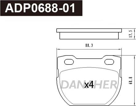 Danaher ADP0688-01 - Kit pastiglie freno, Freno a disco autozon.pro