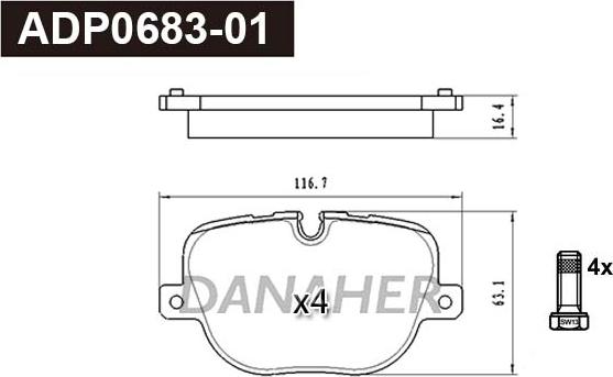 Danaher ADP0683-01 - Kit pastiglie freno, Freno a disco autozon.pro