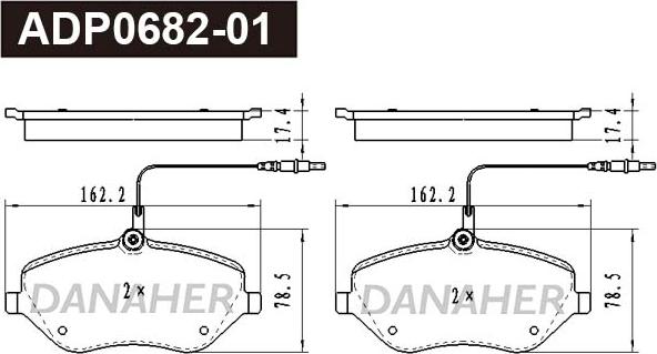 Danaher ADP0682-01 - Kit pastiglie freno, Freno a disco autozon.pro