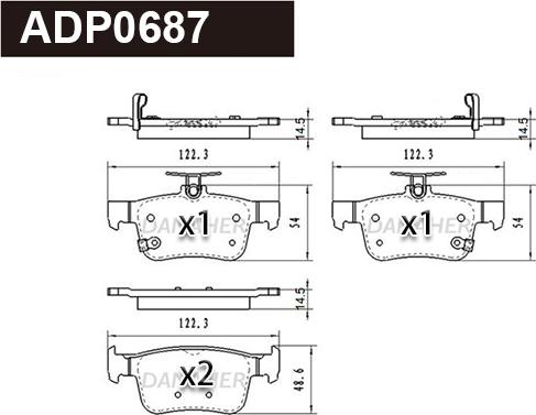 Danaher ADP0687 - Kit pastiglie freno, Freno a disco autozon.pro