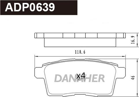 Danaher ADP0639 - Kit pastiglie freno, Freno a disco autozon.pro