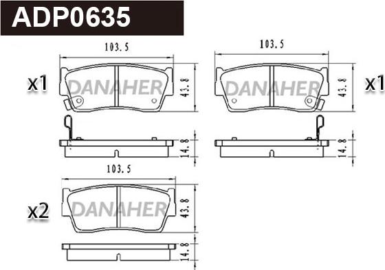 Danaher ADP0635 - Kit pastiglie freno, Freno a disco autozon.pro