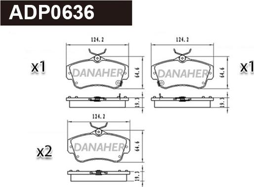 Danaher ADP0636 - Kit pastiglie freno, Freno a disco autozon.pro