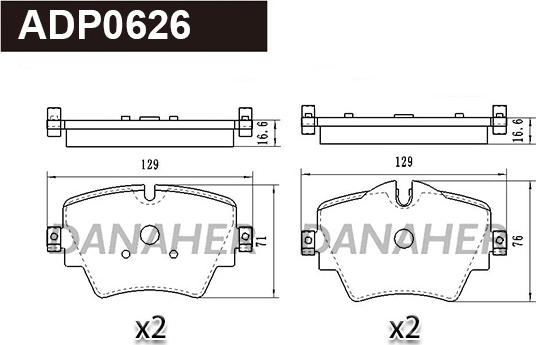 Danaher ADP0626 - Kit pastiglie freno, Freno a disco autozon.pro