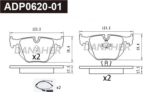 Danaher ADP0620-01 - Kit pastiglie freno, Freno a disco autozon.pro