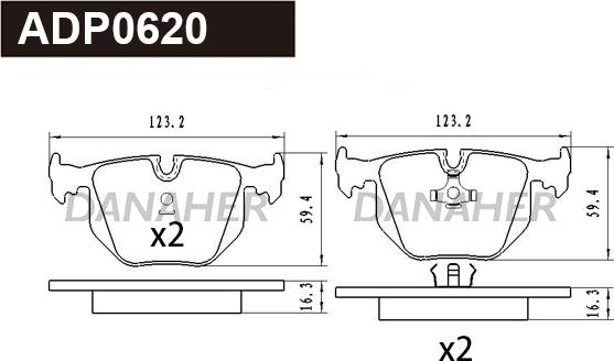 Danaher ADP0620 - Kit pastiglie freno, Freno a disco autozon.pro