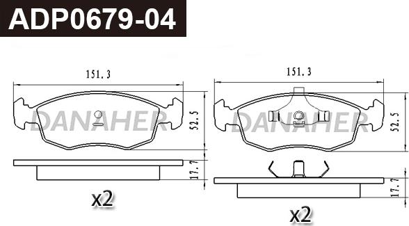 Danaher ADP0679-04 - Kit pastiglie freno, Freno a disco autozon.pro