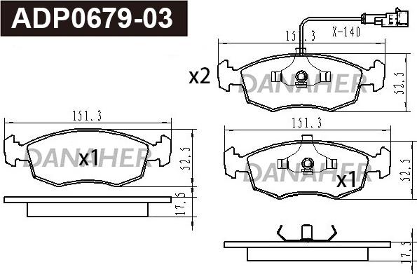 Danaher ADP0679-03 - Kit pastiglie freno, Freno a disco autozon.pro