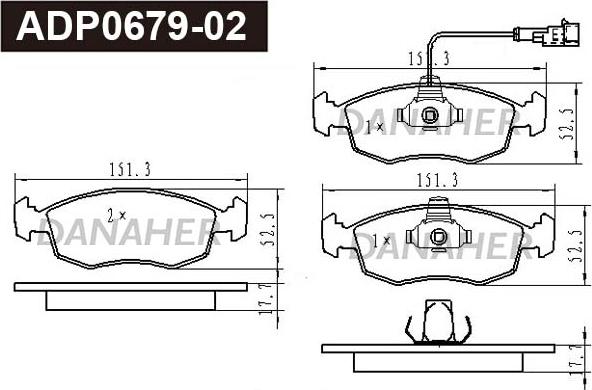 Danaher ADP0679-02 - Kit pastiglie freno, Freno a disco autozon.pro