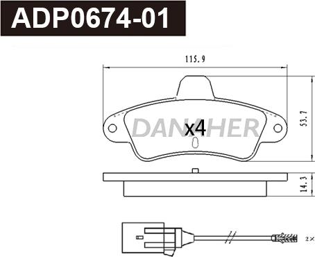 Danaher ADP0674-01 - Kit pastiglie freno, Freno a disco autozon.pro