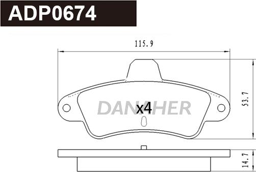 Danaher ADP0674 - Kit pastiglie freno, Freno a disco autozon.pro