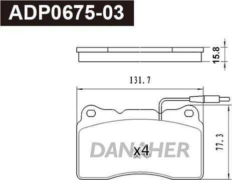 Danaher ADP0675-03 - Kit pastiglie freno, Freno a disco autozon.pro