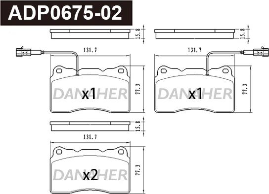 Danaher ADP0675-02 - Kit pastiglie freno, Freno a disco autozon.pro