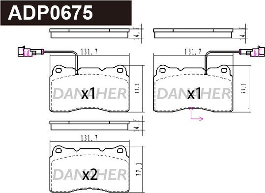 Danaher ADP0675 - Kit pastiglie freno, Freno a disco autozon.pro