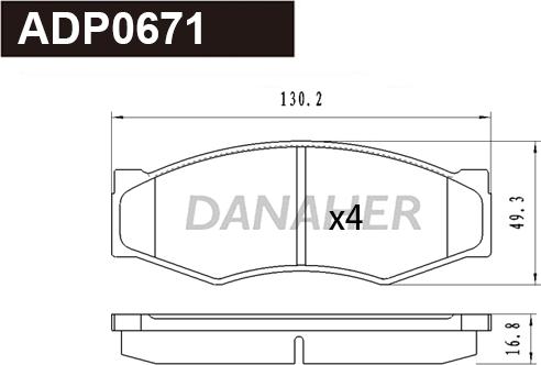 Danaher ADP0671 - Kit pastiglie freno, Freno a disco autozon.pro