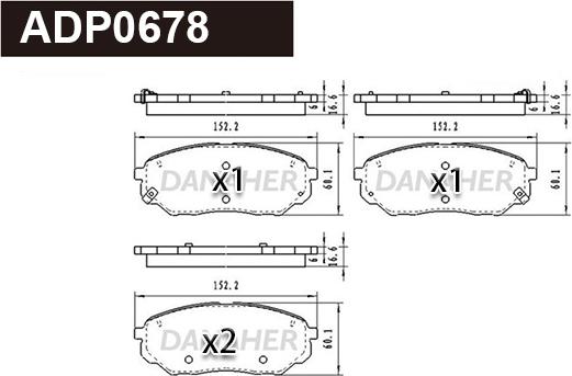 Danaher ADP0678 - Kit pastiglie freno, Freno a disco autozon.pro