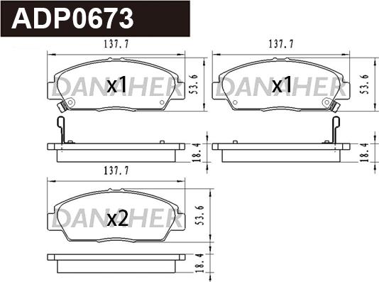 Danaher ADP0673 - Kit pastiglie freno, Freno a disco autozon.pro