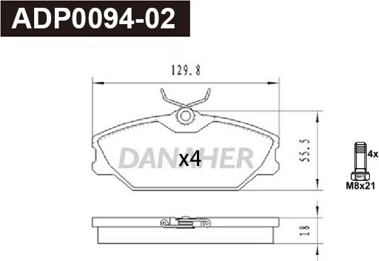 Danaher ADP0094-02 - Kit pastiglie freno, Freno a disco autozon.pro