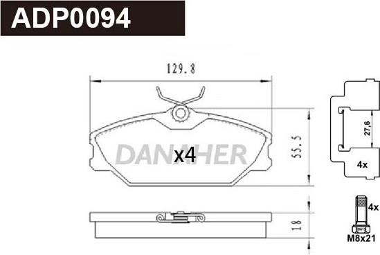 Danaher ADP0094 - Kit pastiglie freno, Freno a disco autozon.pro