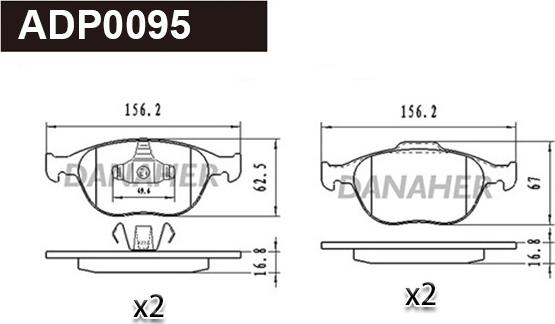 Danaher ADP0095 - Kit pastiglie freno, Freno a disco autozon.pro