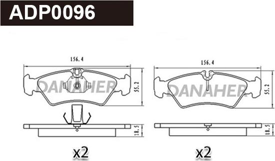 Danaher ADP0096 - Kit pastiglie freno, Freno a disco autozon.pro