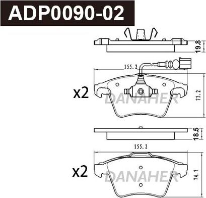 Danaher ADP0090-02 - Kit pastiglie freno, Freno a disco autozon.pro