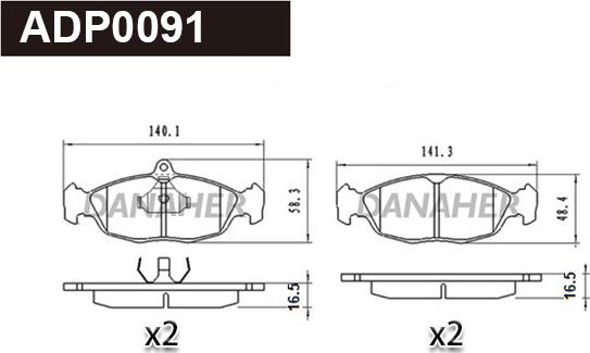 Danaher ADP0091 - Kit pastiglie freno, Freno a disco autozon.pro