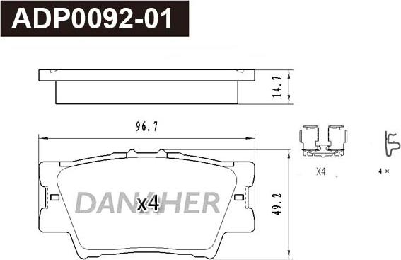 Danaher ADP0092-01 - Kit pastiglie freno, Freno a disco autozon.pro