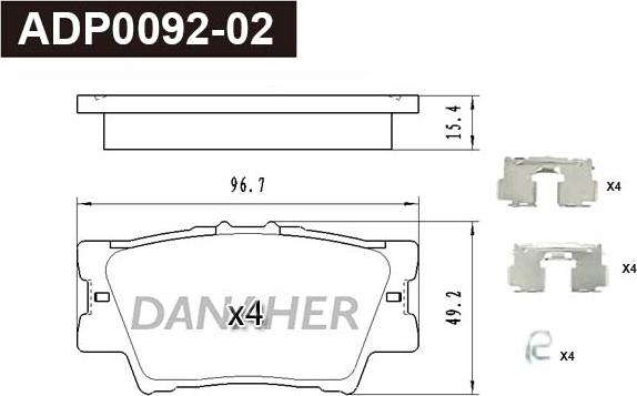 Danaher ADP0092-02 - Kit pastiglie freno, Freno a disco autozon.pro