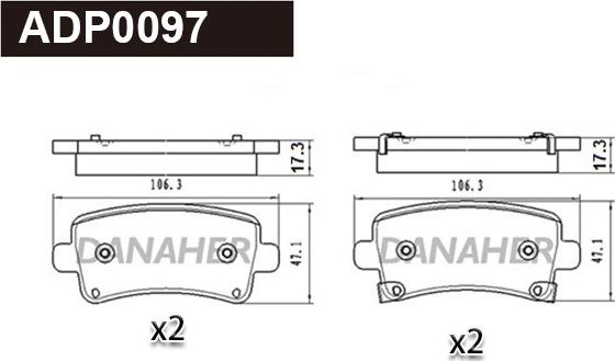 Danaher ADP0097 - Kit pastiglie freno, Freno a disco autozon.pro