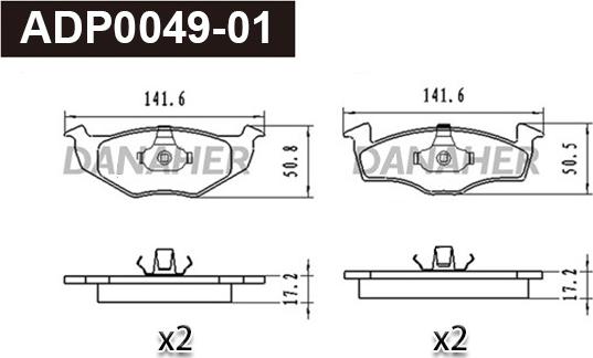 Danaher ADP0049-01 - Kit pastiglie freno, Freno a disco autozon.pro