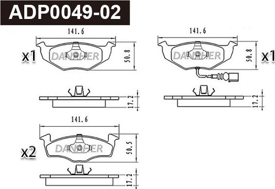 Danaher ADP0049-02 - Kit pastiglie freno, Freno a disco autozon.pro