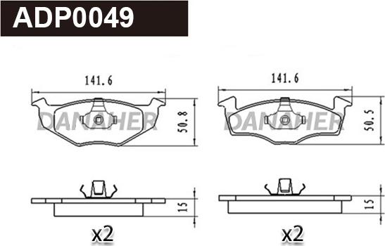 Danaher ADP0049 - Kit pastiglie freno, Freno a disco autozon.pro