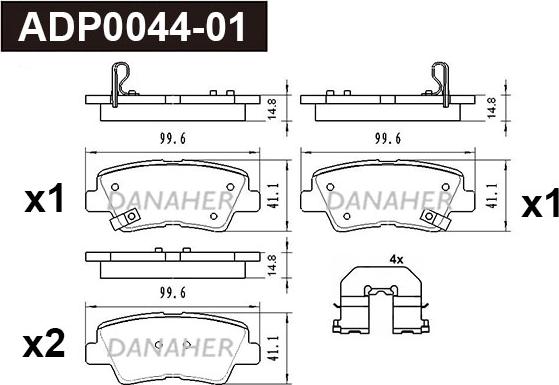 Danaher ADP0044-01 - Kit pastiglie freno, Freno a disco autozon.pro