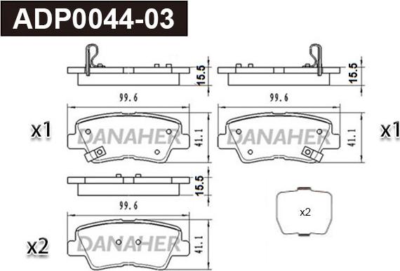 Danaher ADP0044-03 - Kit pastiglie freno, Freno a disco autozon.pro