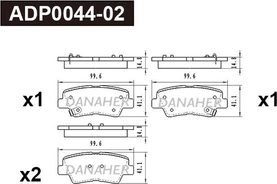 Danaher ADP0044-02 - Kit pastiglie freno, Freno a disco autozon.pro